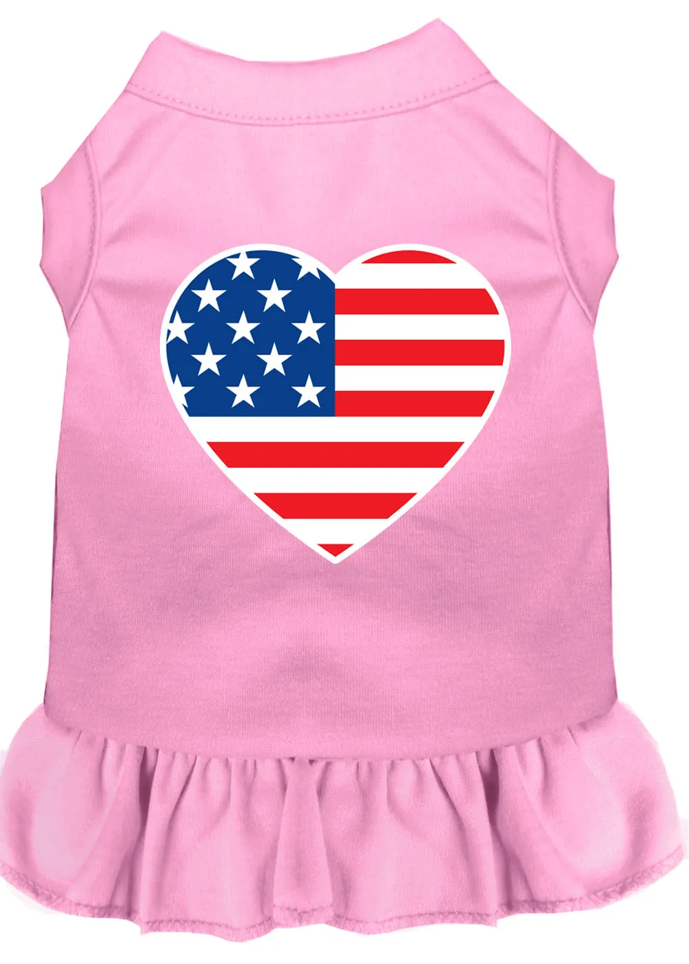 American Flag Heart Screen Print Dress Light Pink Xxxl