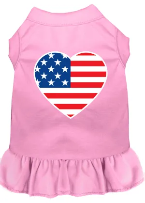 American Flag Heart Screen Print Dress Light Pink Xxxl