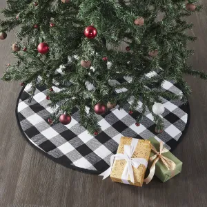 Annie Black Check Christmas Tree Skirt 36" Diameter