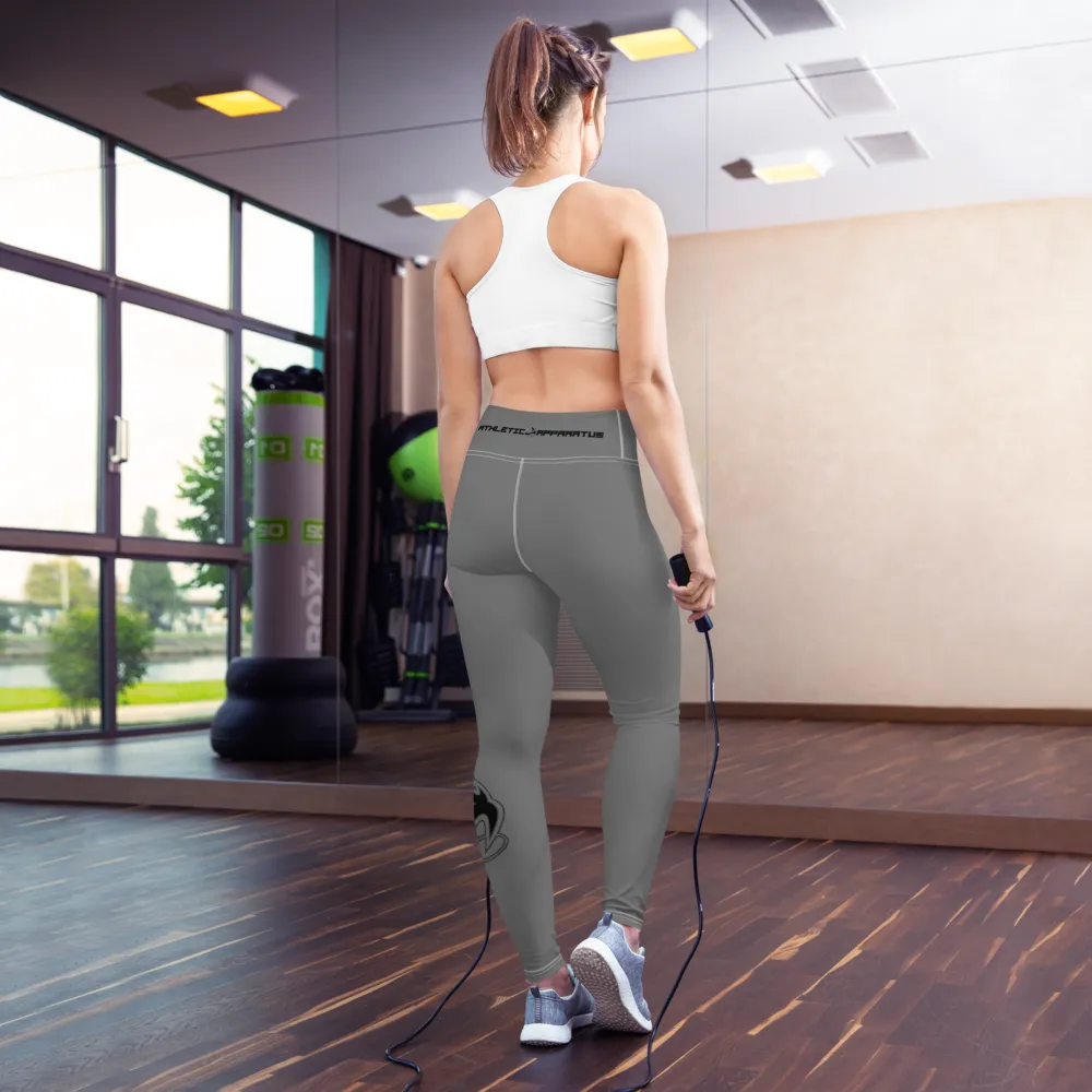 Athletic Apparatus Grey Black logo White stitch V3 Yoga Leggings