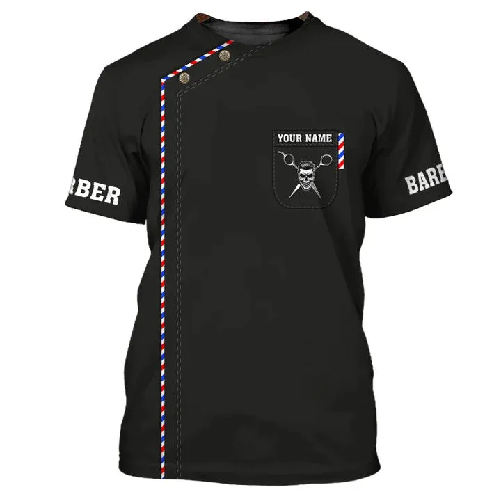 Barber Shop Personalized Name Skull 3D Shirt