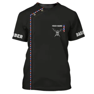 Barber Shop Personalized Name Skull 3D Shirt