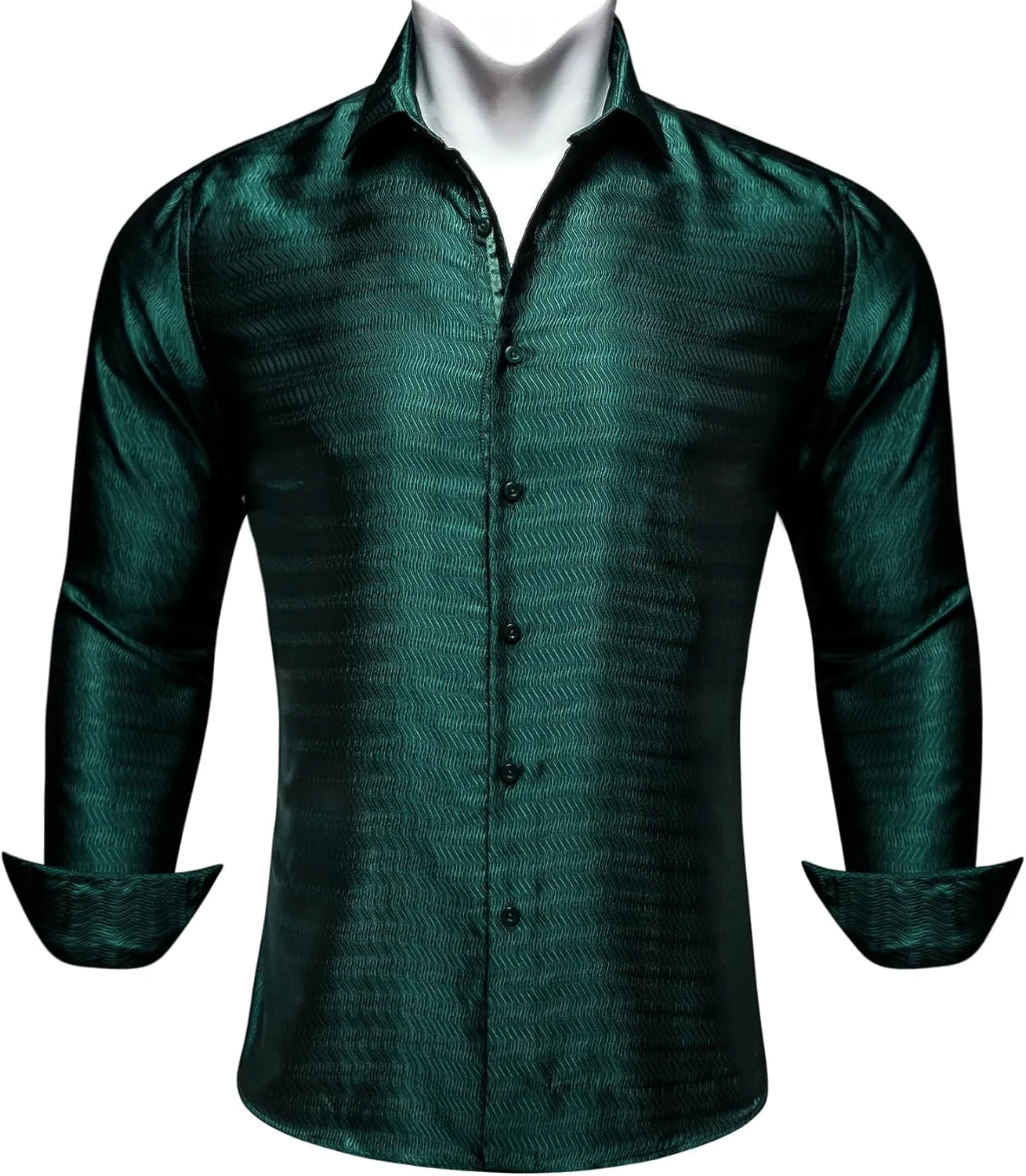 Barry.Wang Mens Casual Long Sleeve Shirts Silk Button Up Designer Paisley Formal Dress Shirt Western Mexico Cowboy Costume