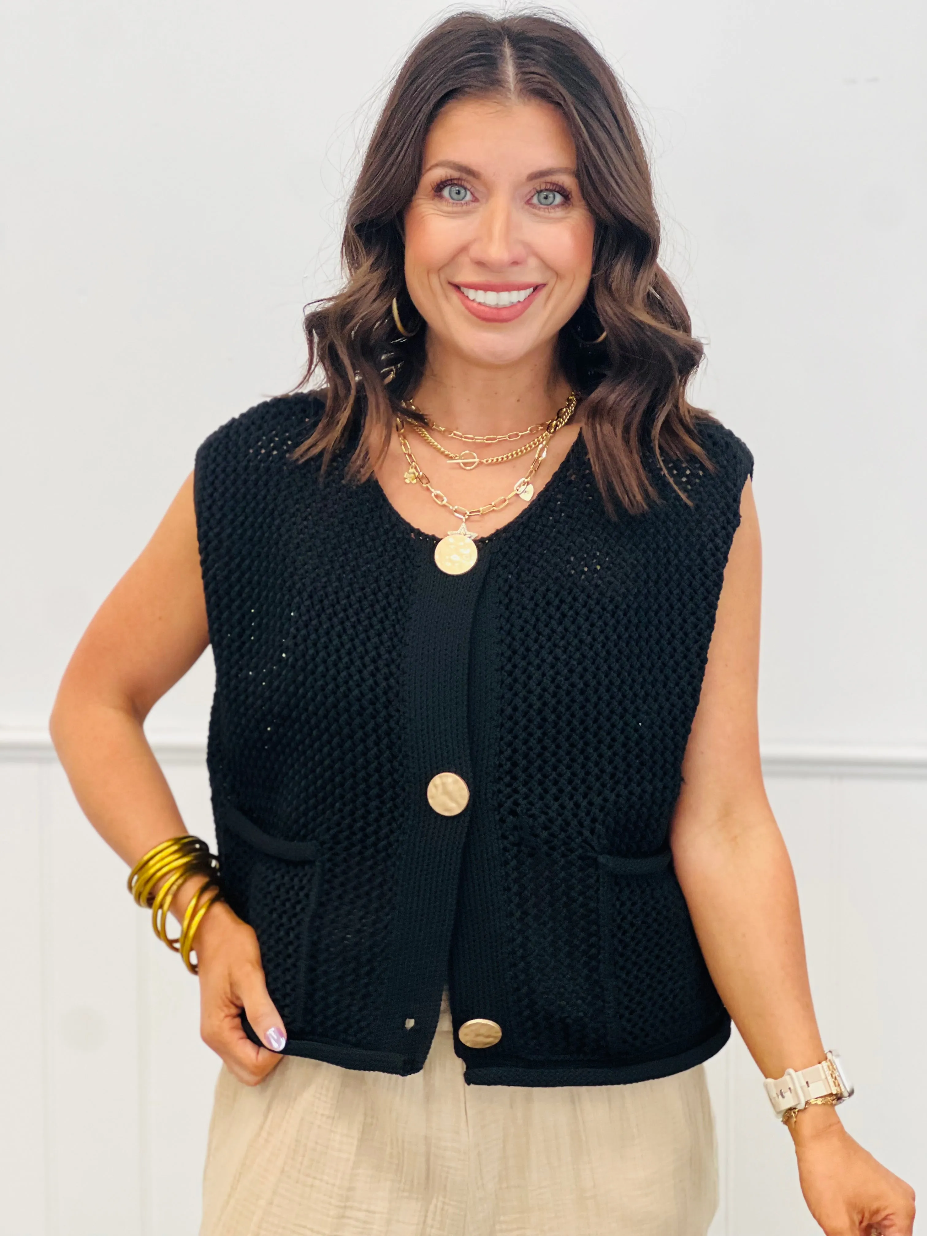 Black Knit Sweater Cardigan (Reg.)