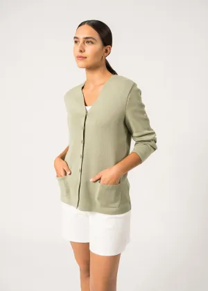 Blainville V neck cardigan - buttoned, in soft wool (AMANDIER)