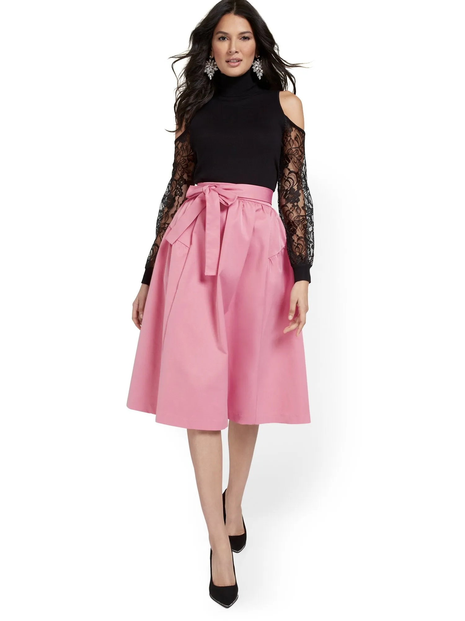 Bow-Detail Flare Skirt
