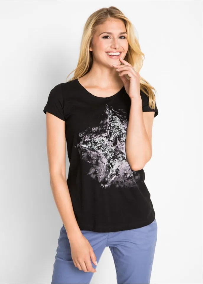 Bpc Bonprix Collection Short Sleeve Cotton Shirt, Black