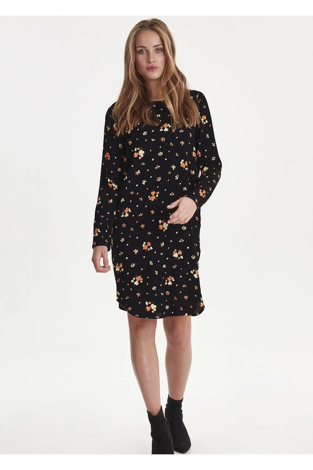 Catten Floral Print Dress - Black