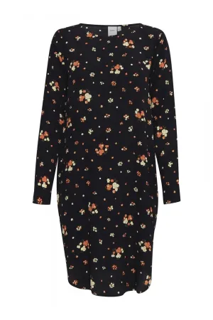 Catten Floral Print Dress - Black