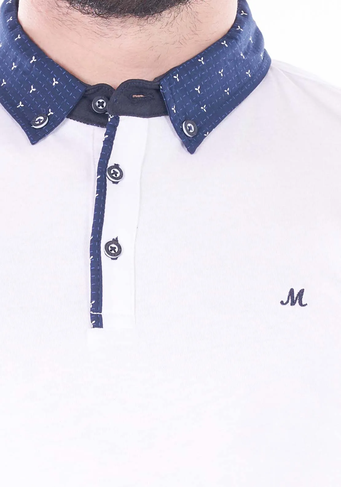 Chain Short Sleeve Polo - White