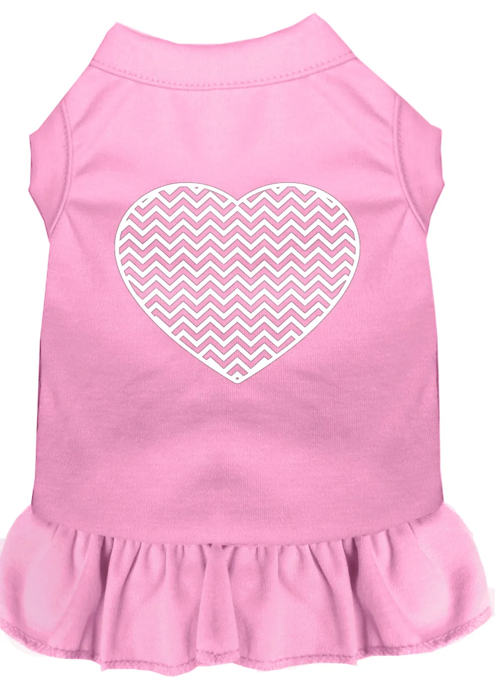 Chevron Heart Screen Print Dress Light Pink Xxxl