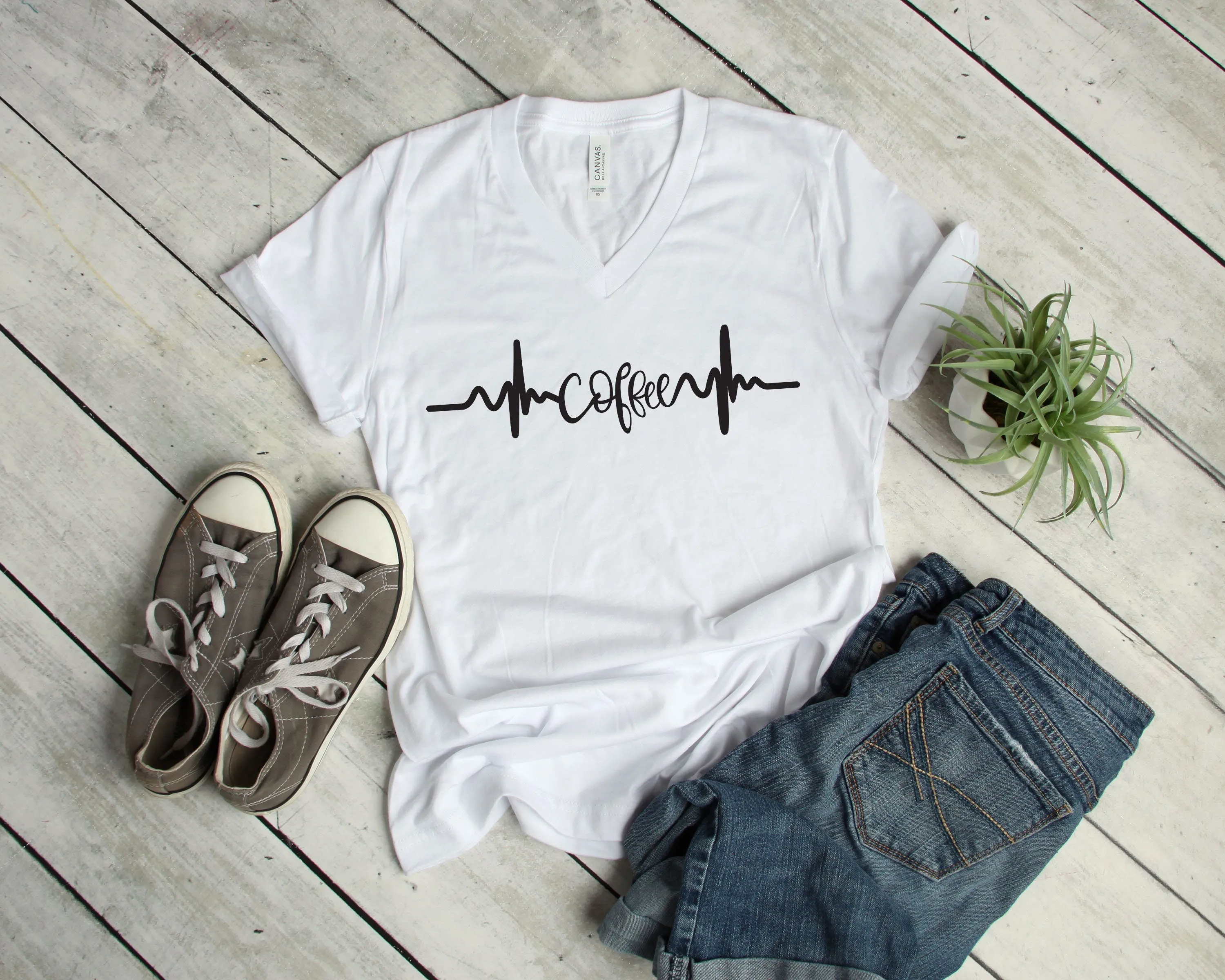 Coffee Heartbeat T Shirt - Coffee Lovers - Gift for Coffee Lover