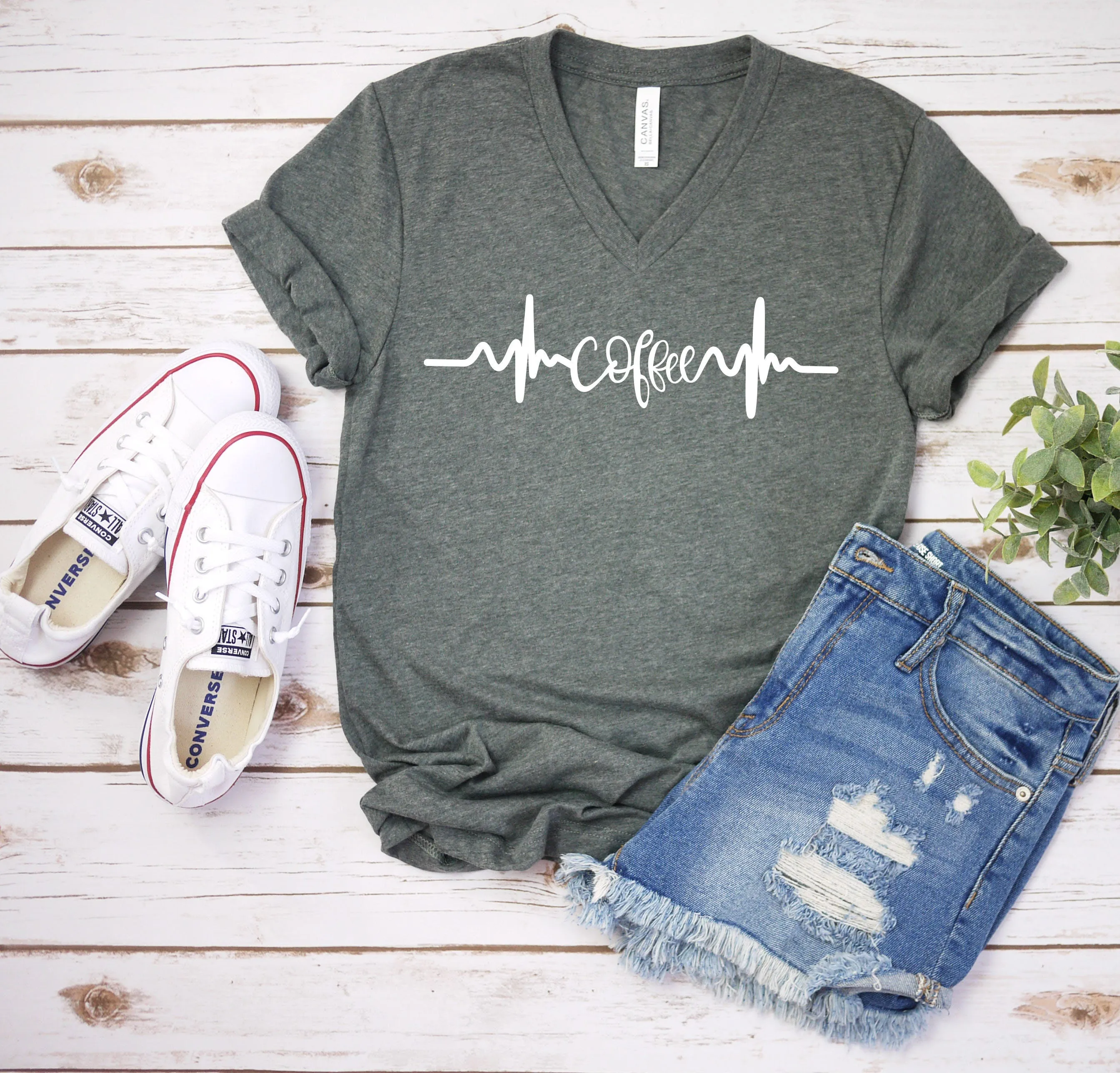 Coffee Heartbeat T Shirt - Coffee Lovers - Gift for Coffee Lover