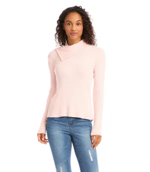 FINAL SALE ROSE DRAPE NECK TURLENECK LIGHTWEIGHT SWEATER - KAREN KANE 4L56152