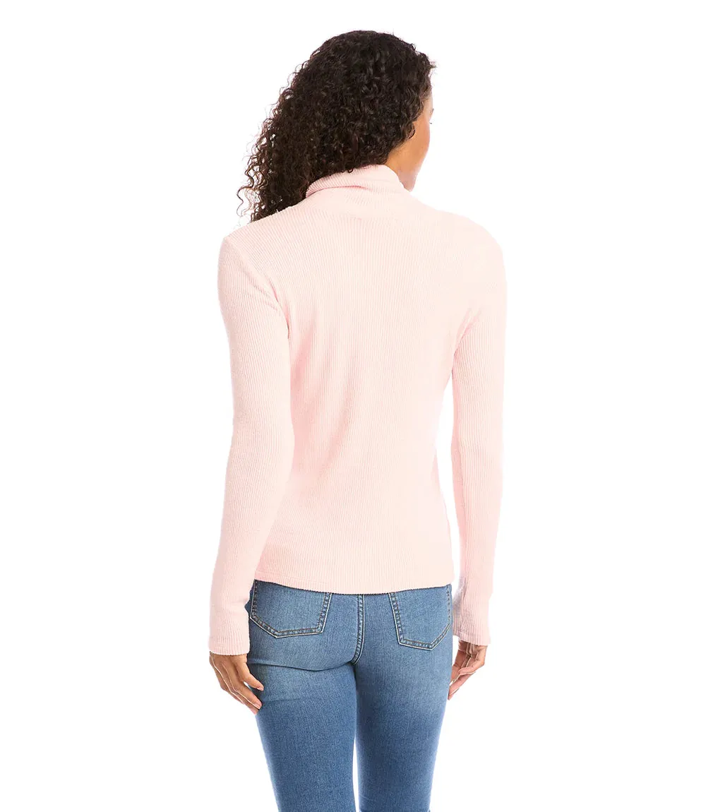 FINAL SALE ROSE DRAPE NECK TURLENECK LIGHTWEIGHT SWEATER - KAREN KANE 4L56152