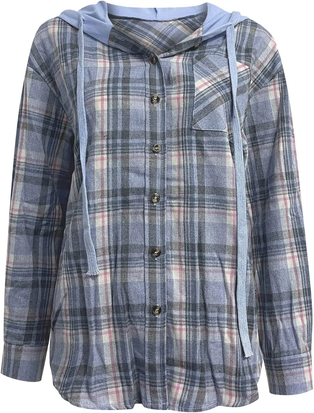 Flannel Hoodies For Women Fall Fashion 2023 Lightweight Shacket Jackets Casual Long Sleeve Button Fown Plaid Shirts
