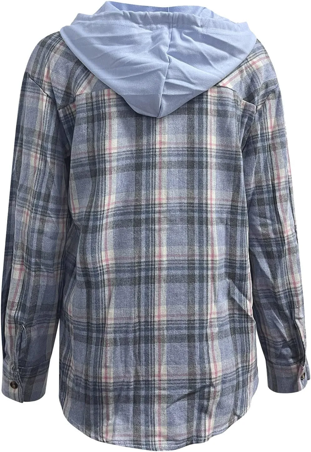 Flannel Hoodies For Women Fall Fashion 2023 Lightweight Shacket Jackets Casual Long Sleeve Button Fown Plaid Shirts