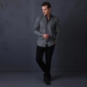 Geometrical Print Casual Shirt Navy Color