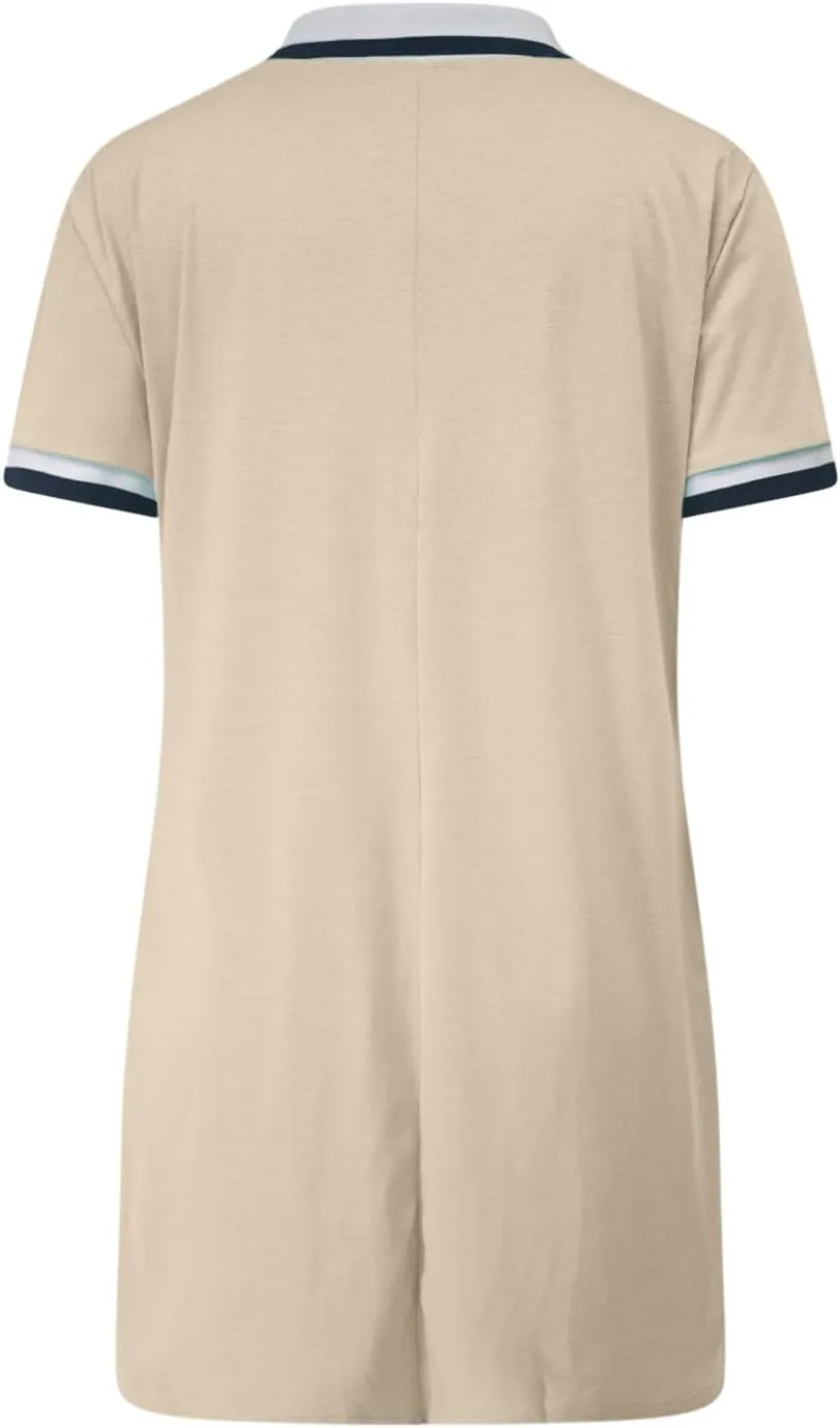 hlysgo Mini Dresses for Women 2025 Summer Casual Short Sleeve V Neck Tennis Dresses Trendy Short T-Shirt Dress with Pockets