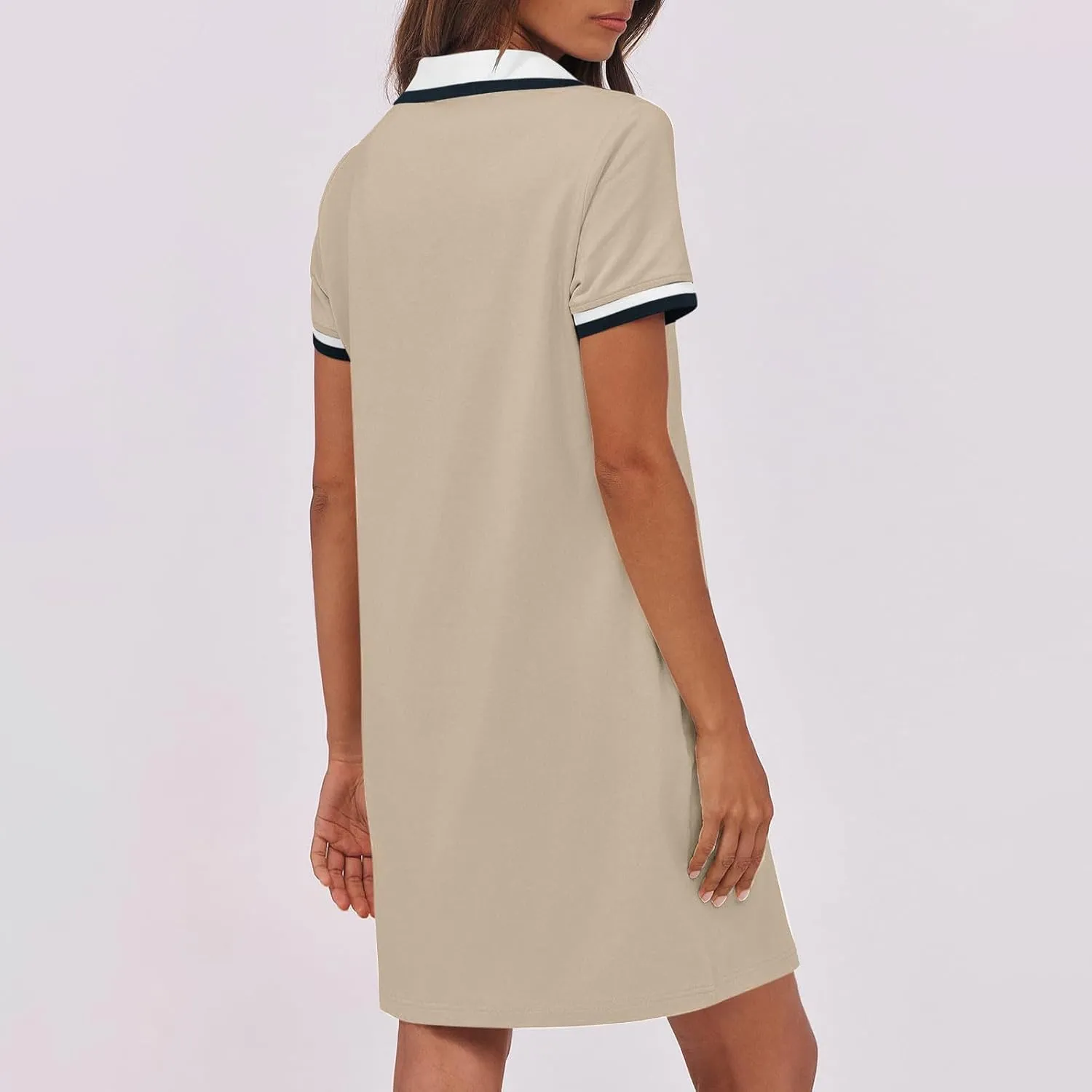 hlysgo Mini Dresses for Women 2025 Summer Casual Short Sleeve V Neck Tennis Dresses Trendy Short T-Shirt Dress with Pockets