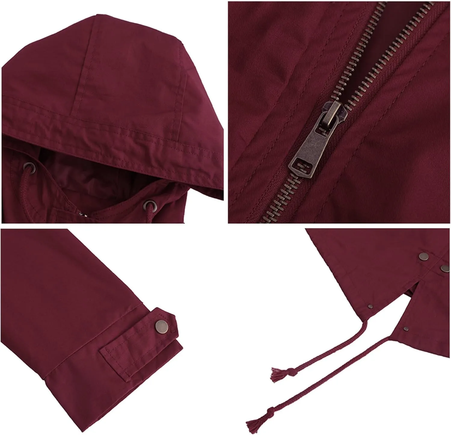 JEsilunmaMY Women's Lightweight Military Anorak Jackets Safari Hoodie Utility Drawstring Coat Windproof Windbreaker Raincoats