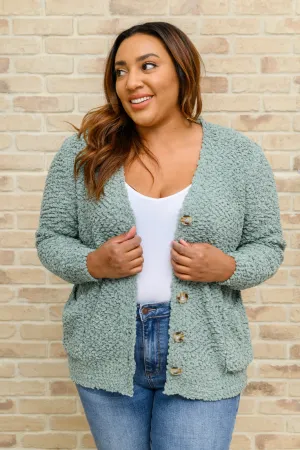 Just Feels Right Popcorn Knit Cardigan In Sage