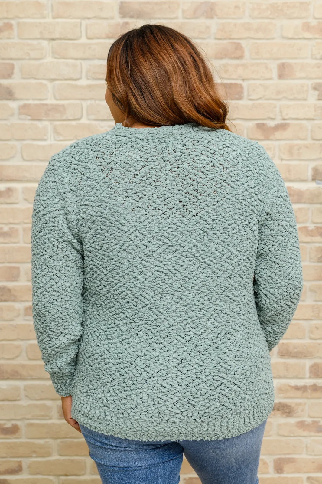 Just Feels Right Popcorn Knit Cardigan In Sage