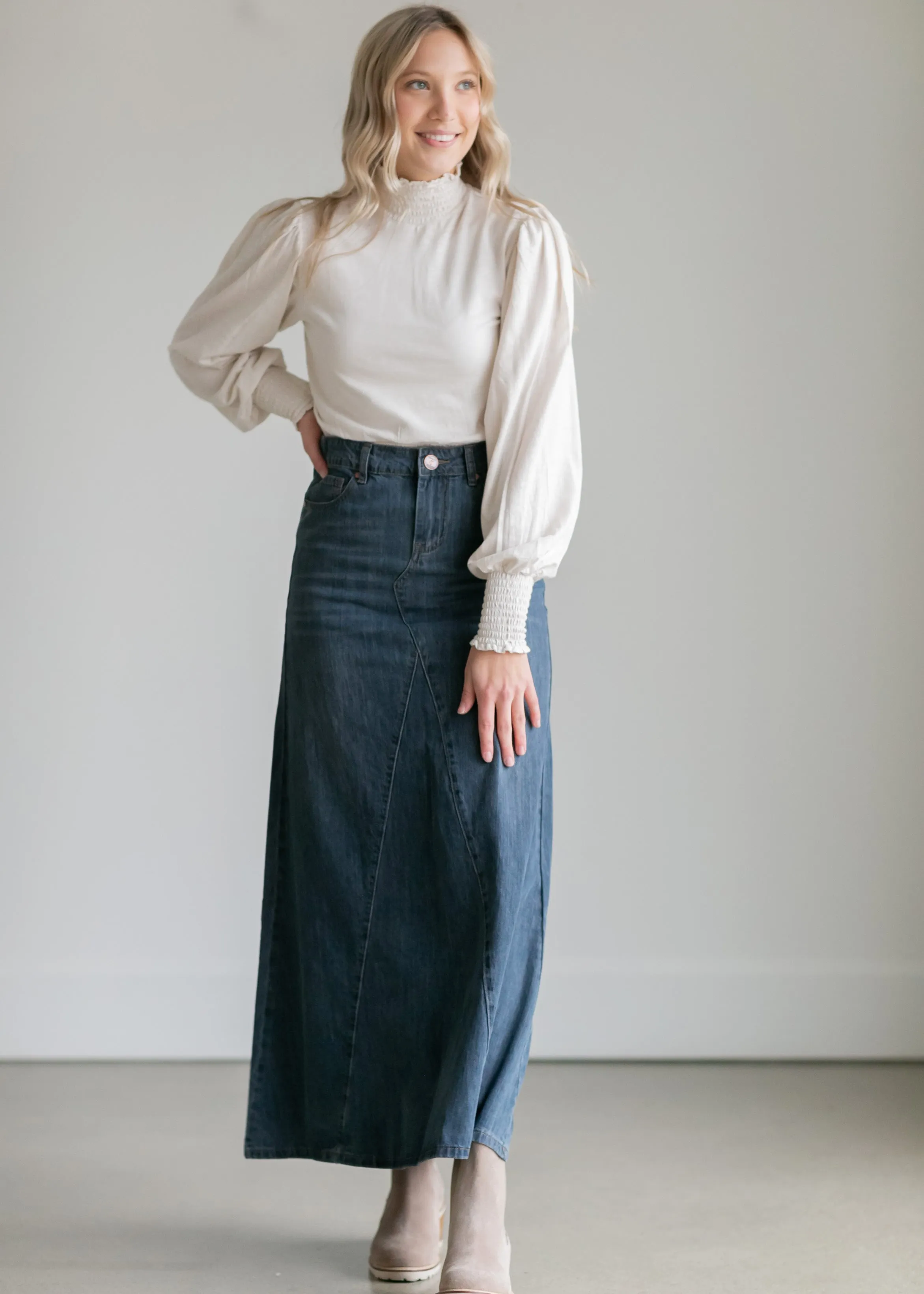 Kathryn Dark Wash A-Line Skirt - FINAL SALE