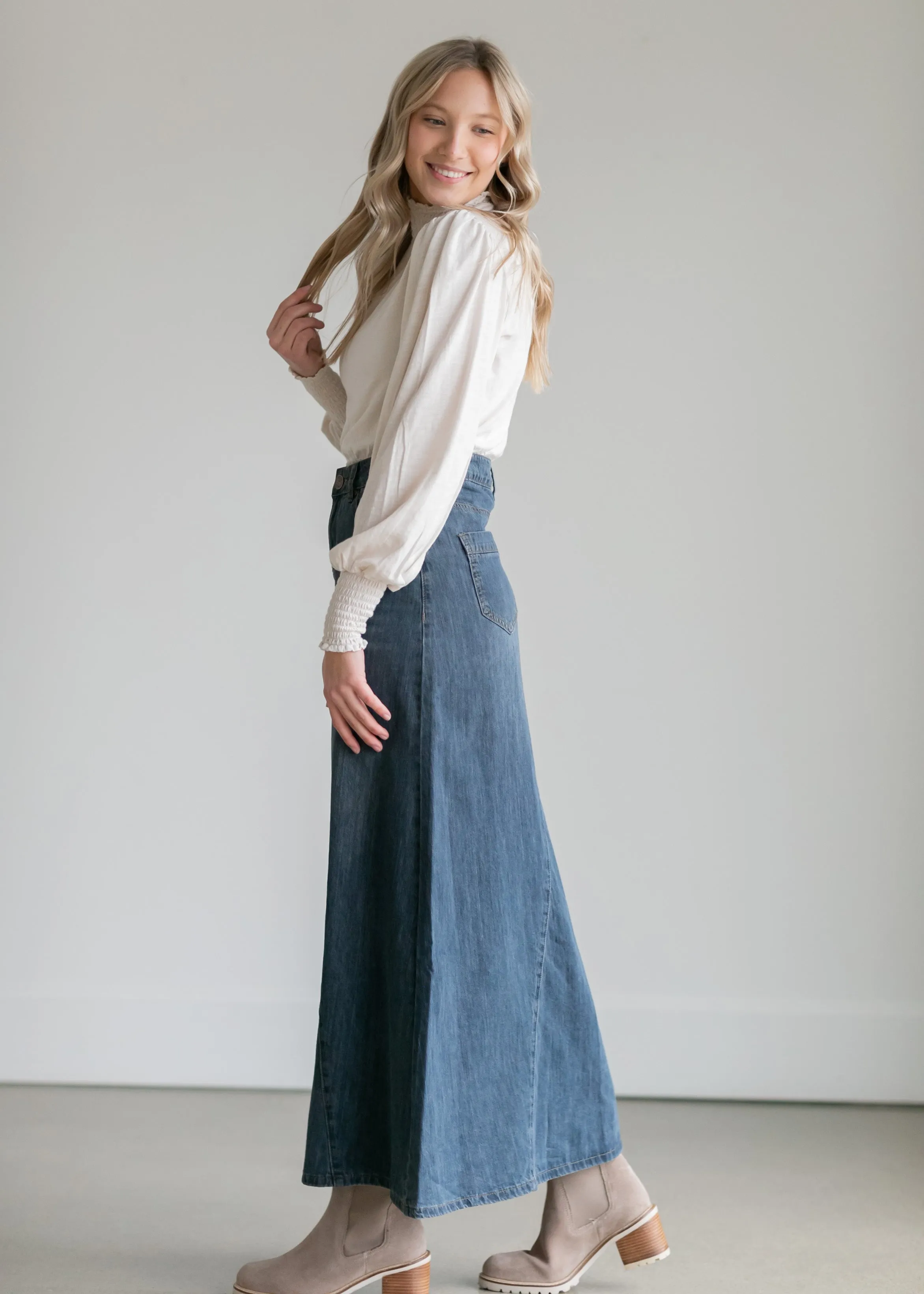 Kathryn Dark Wash A-Line Skirt - FINAL SALE