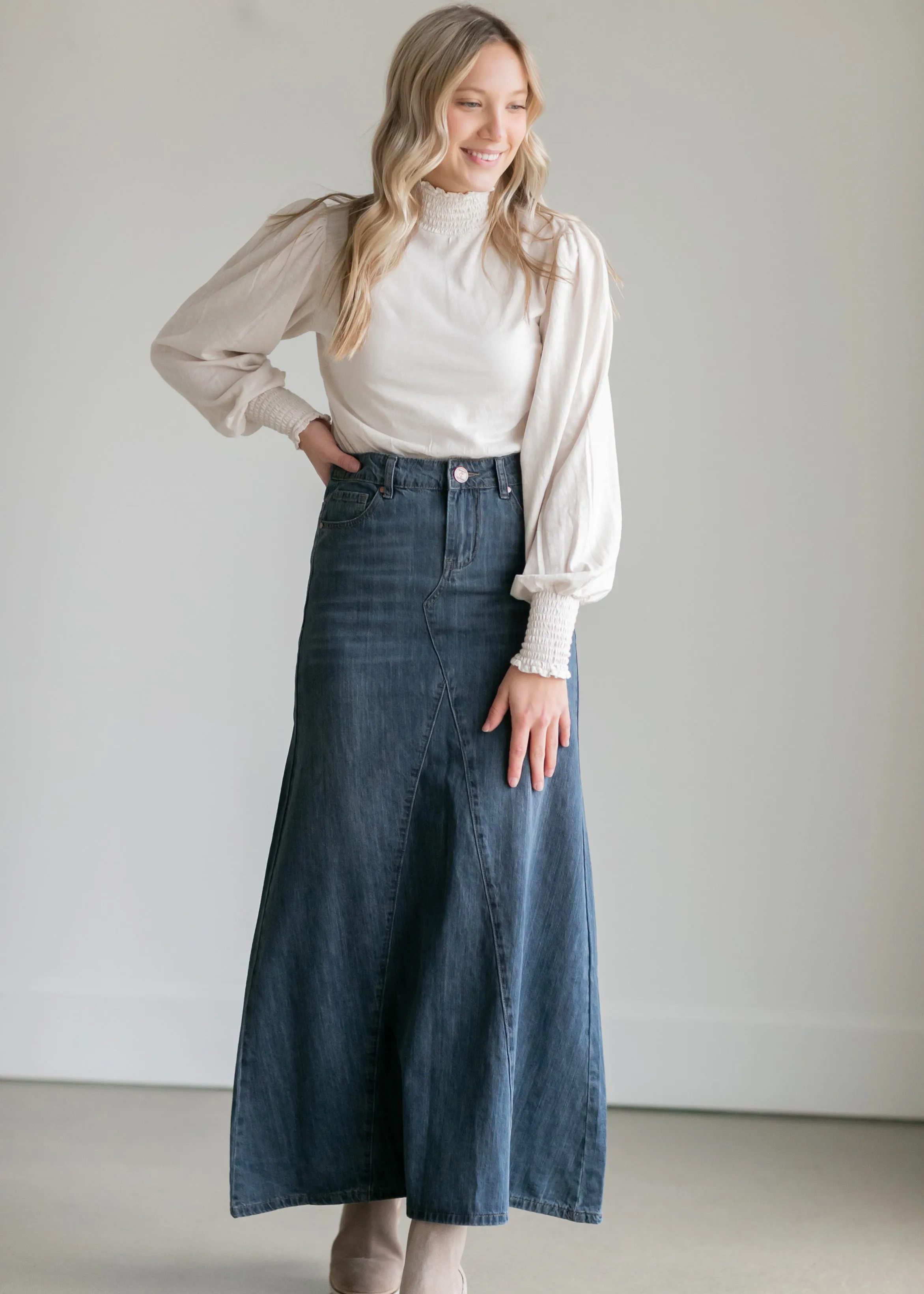 Kathryn Dark Wash A-Line Skirt - FINAL SALE