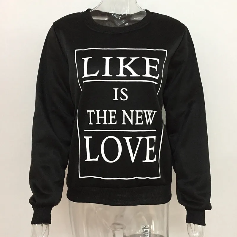 Letter Print Round Collar Long Sleeves Sweatshirt