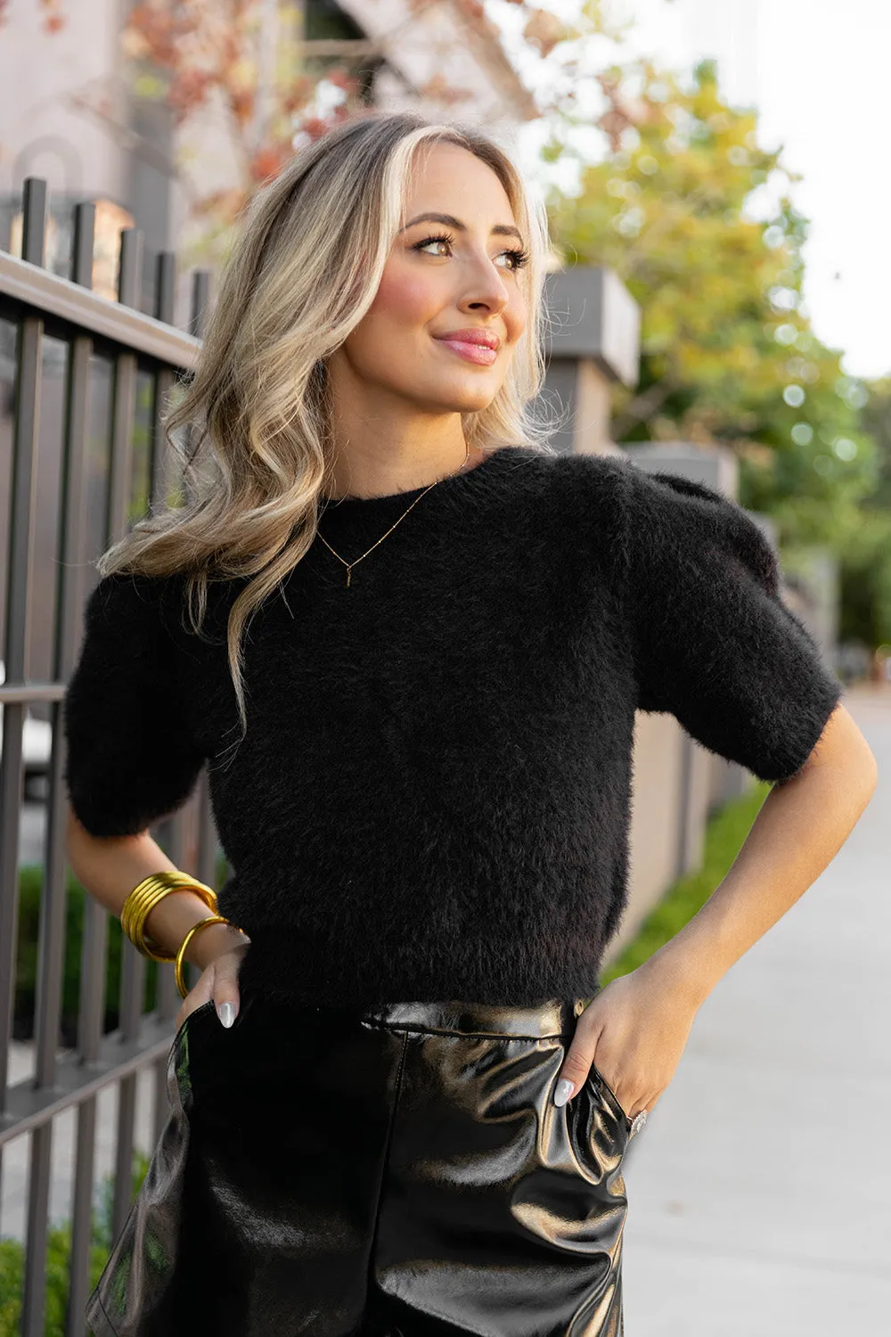 Macy Crop Sweater - Black