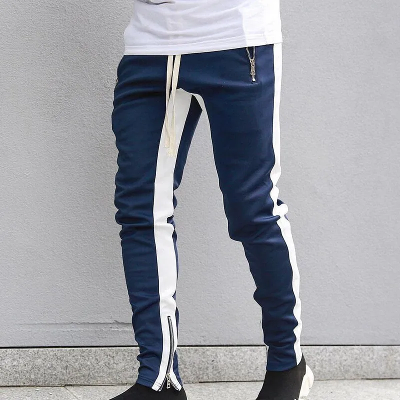 Men's Blue & White Joggers Sweatpants