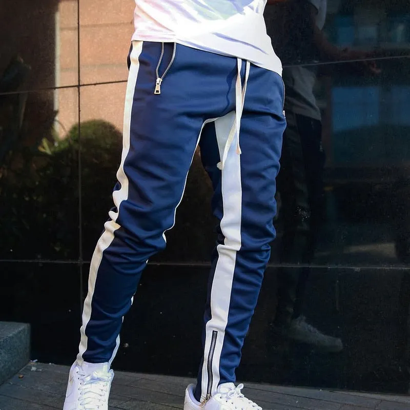 Men's Blue & White Joggers Sweatpants
