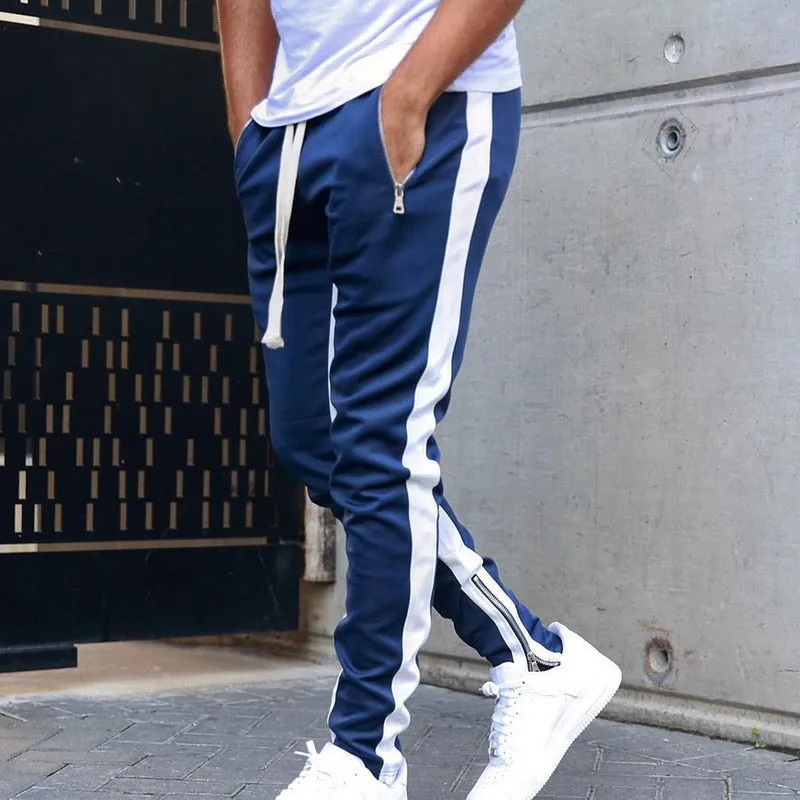 Men's Blue & White Joggers Sweatpants
