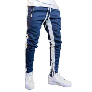 Men's Blue & White Joggers Sweatpants