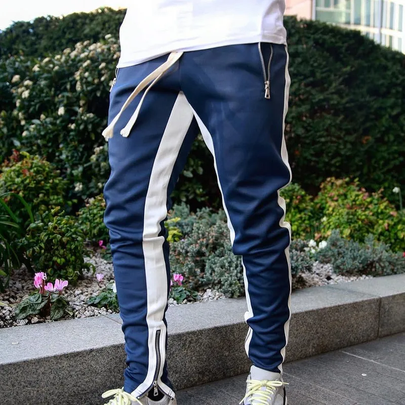 Men's Blue & White Joggers Sweatpants