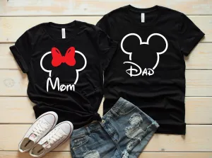 Mom and Dad Mouse - Disney Ears - Disney Couples Matching T Shirts- Mickey and Minnie