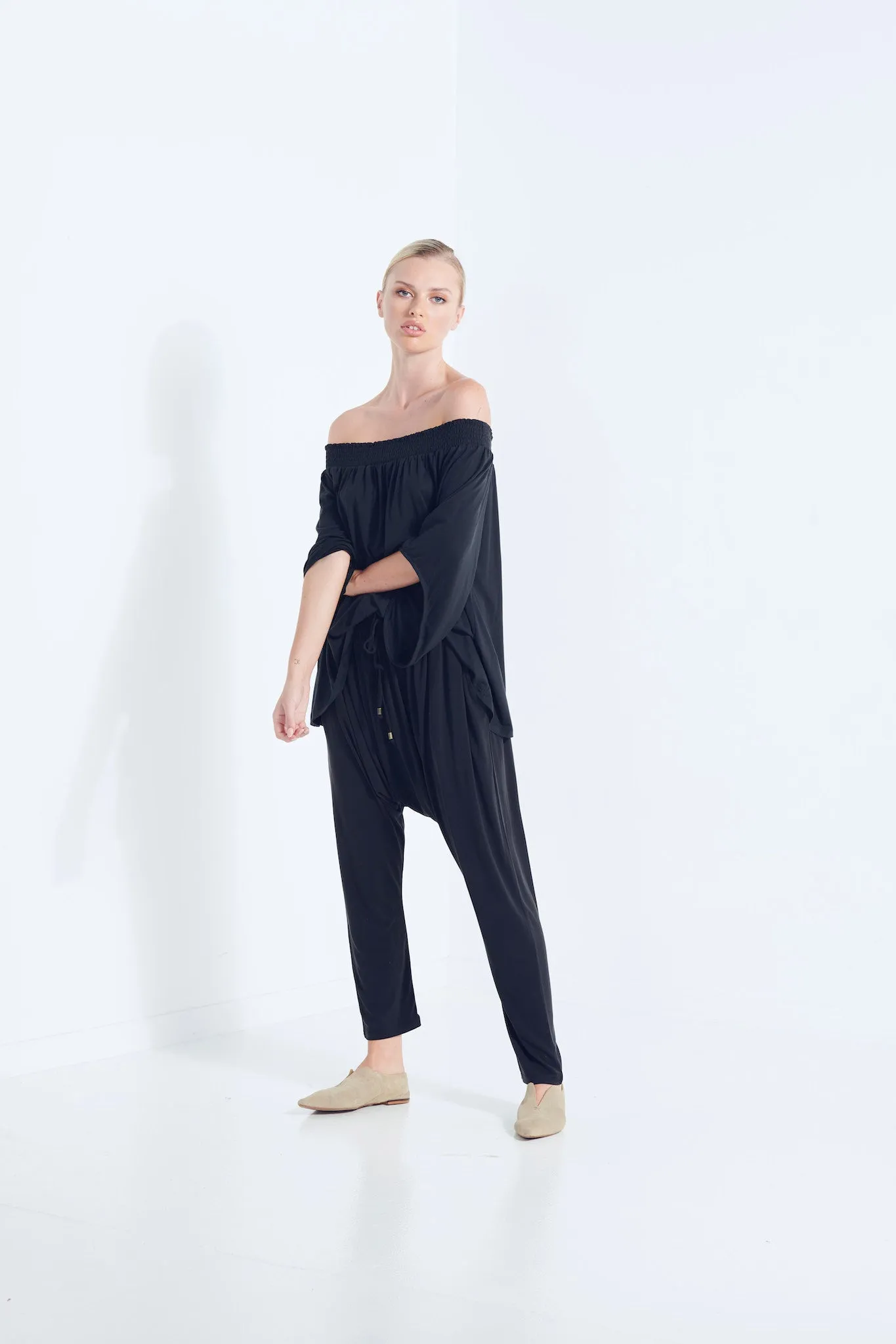 Naevia Off the Shoulder Top - Black (Plus Size)