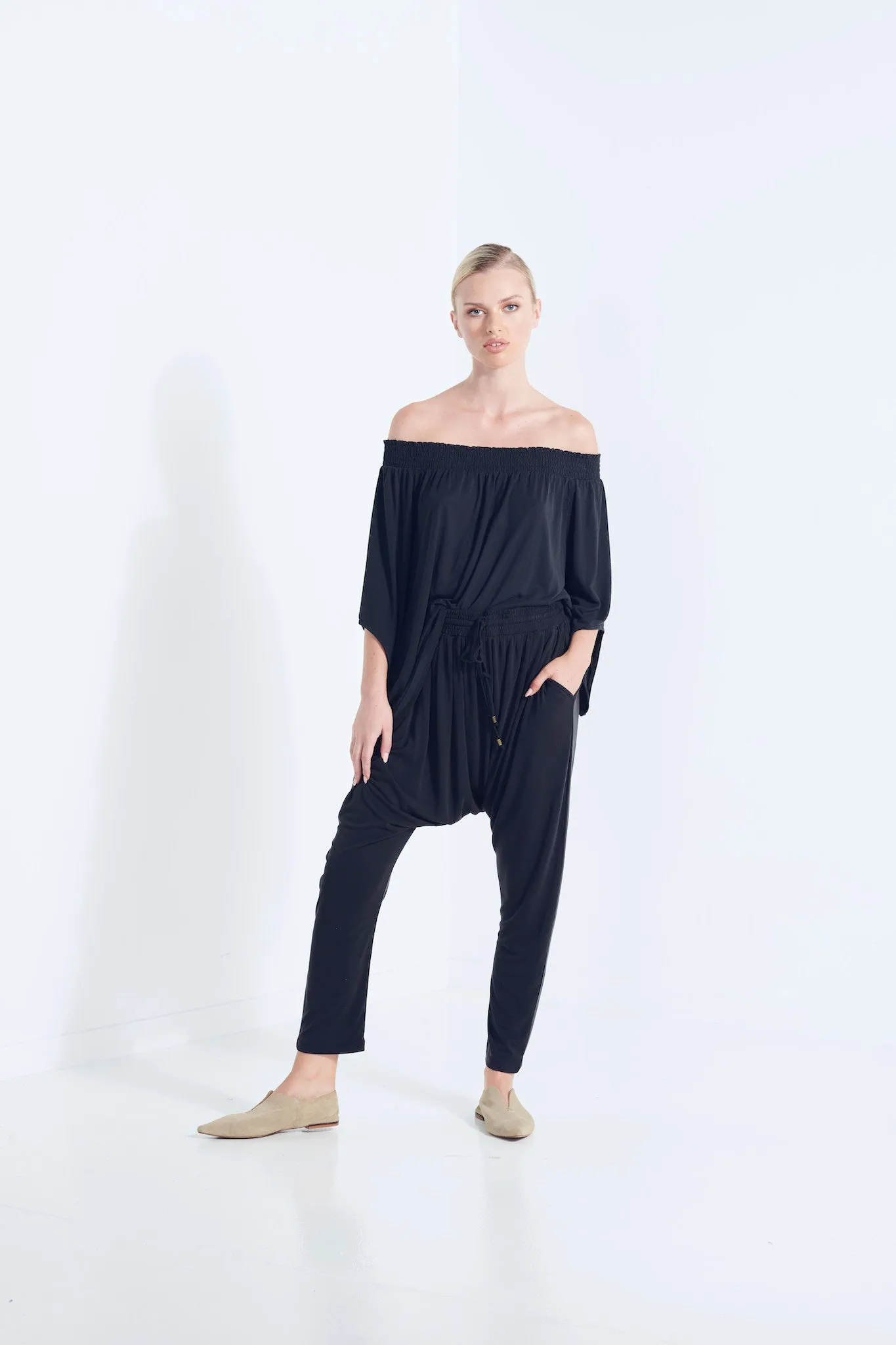 Naevia Off the Shoulder Top - Black (Plus Size)
