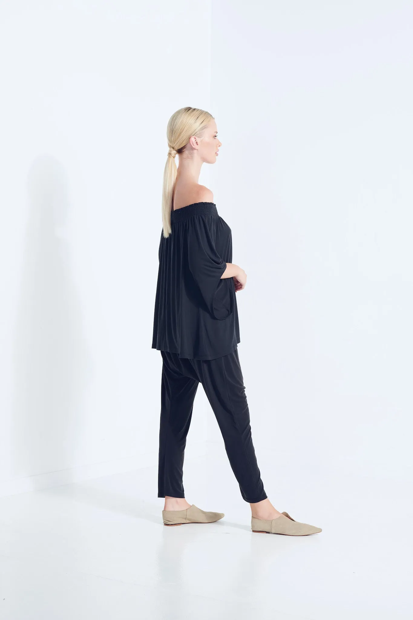 Naevia Off the Shoulder Top - Black (Plus Size)
