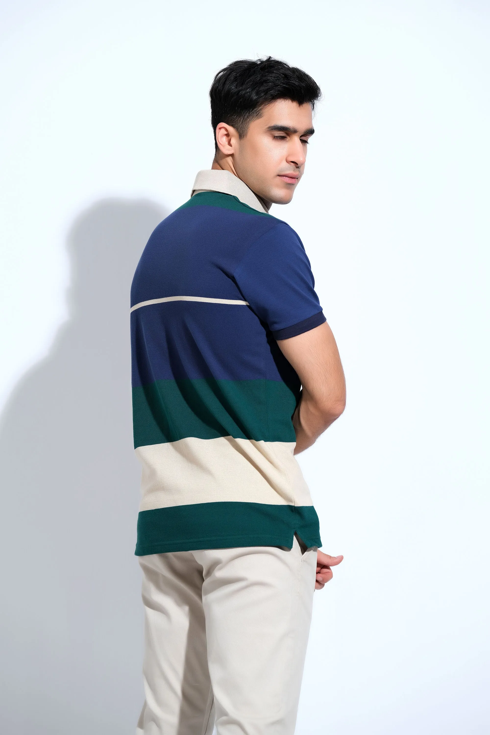 Navy & White Gent's Polo Shirt