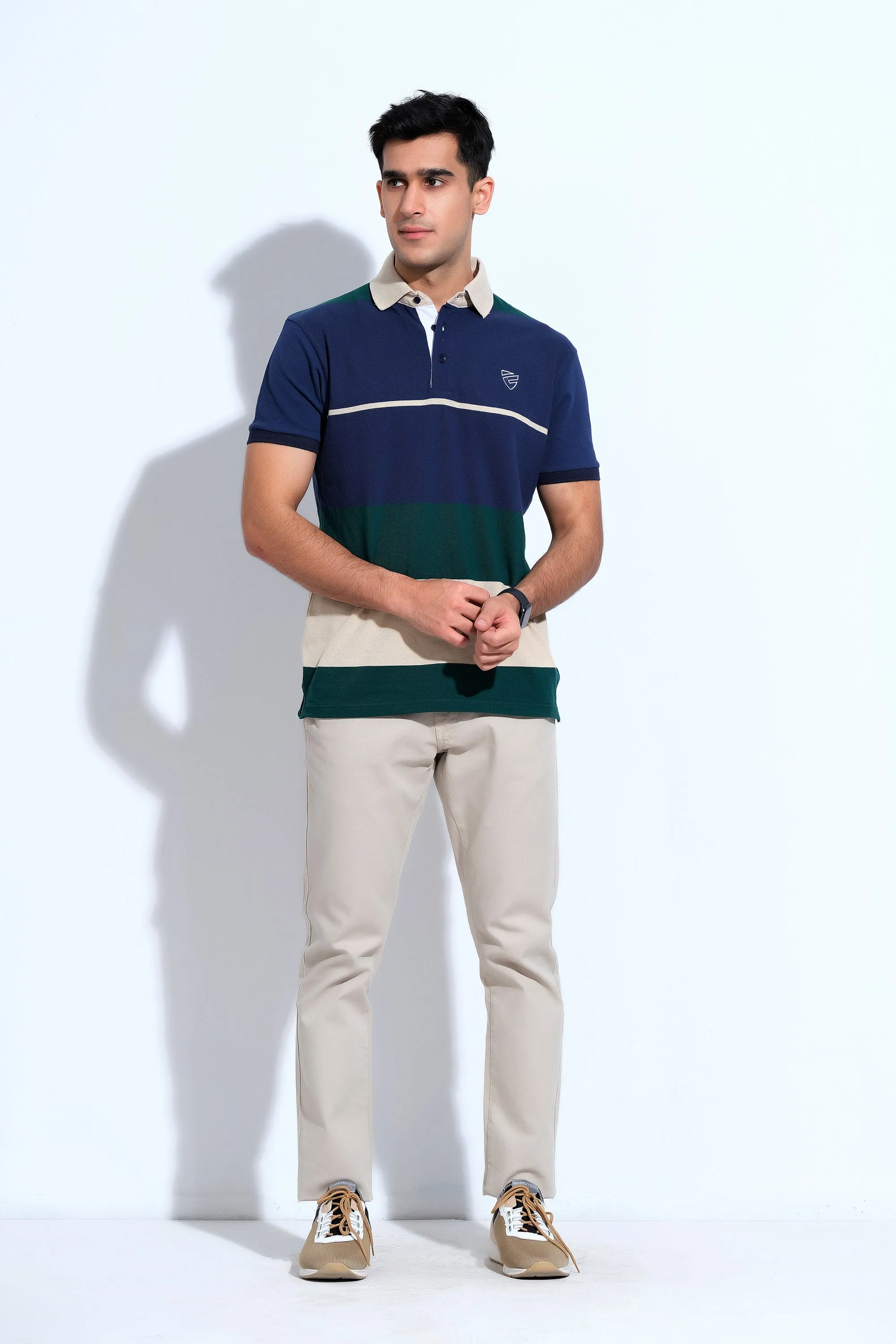 Navy & White Gent's Polo Shirt