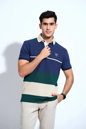 Navy & White Gent's Polo Shirt