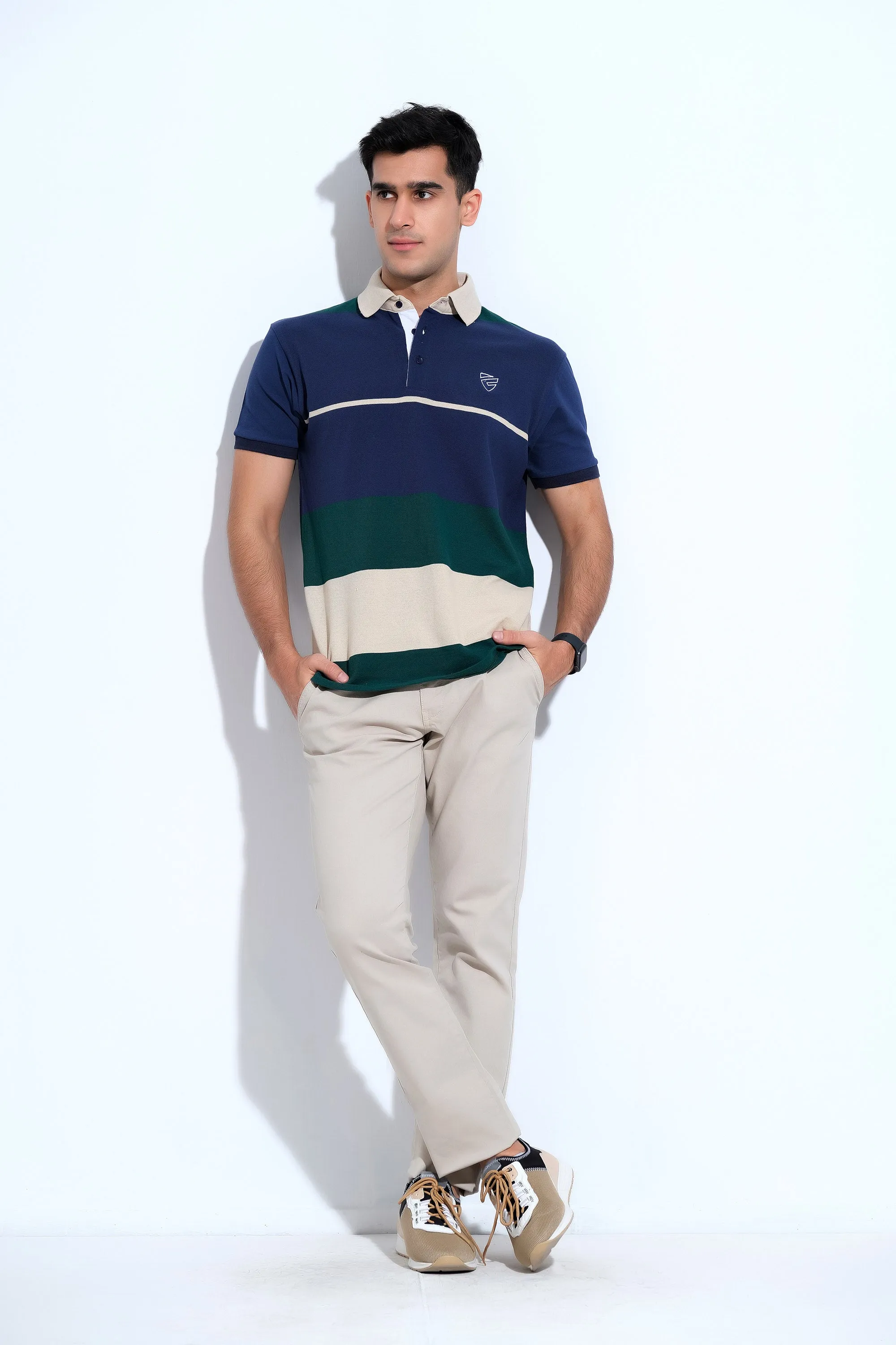 Navy & White Gent's Polo Shirt