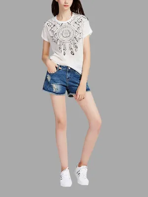 OEM ODM Round Neck Half Sleeve White T-Shirts