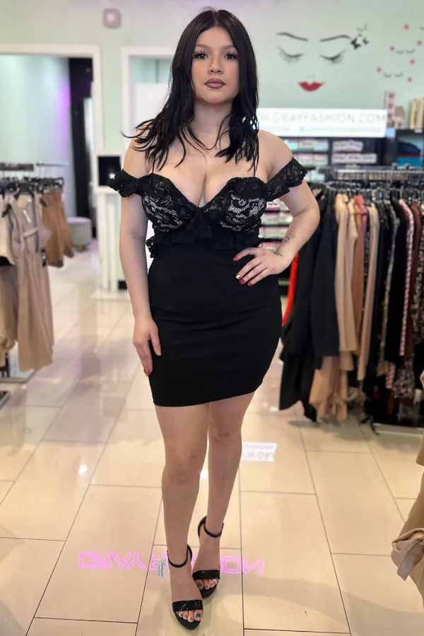 Off Shoulder Ruffle Sweet Heart Dress