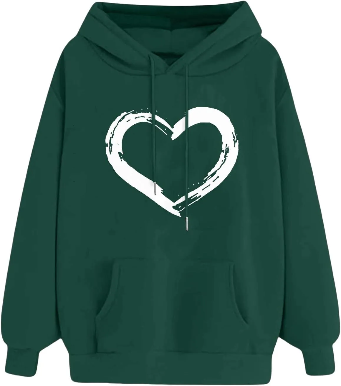 Oversized Hoodies for Women Plus Size Heart Graphic Sweatshirts Long Sleeve Shirts Hooded Top Streetwear with Pocket