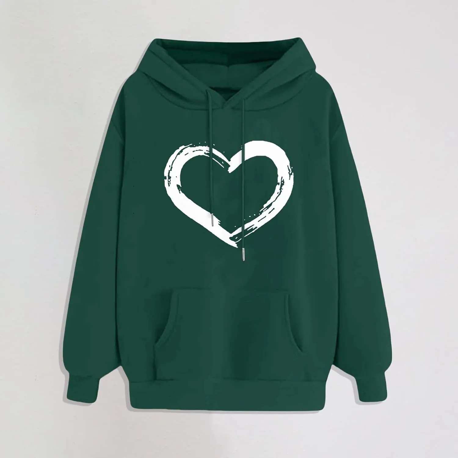 Oversized Hoodies for Women Plus Size Heart Graphic Sweatshirts Long Sleeve Shirts Hooded Top Streetwear with Pocket