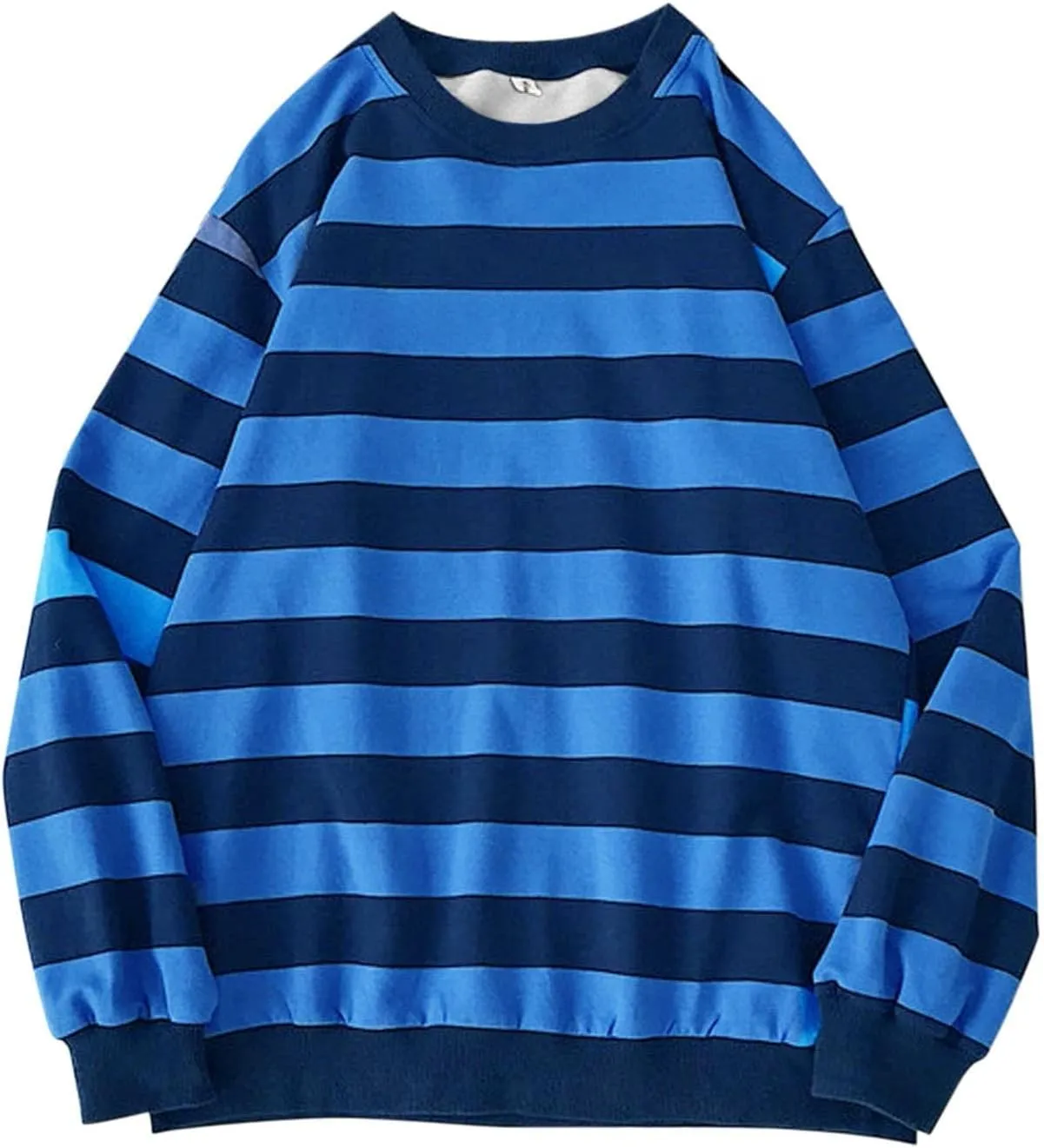 Oversized Sweatshirt for Women Trendy Crewneck Striped Color Block Tops Loose Long Sleeve Casual Stylish Pullover